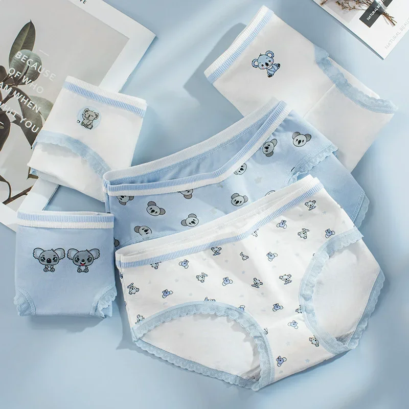 5-Piece Set Of Cute Cartoon Printed Cotton Triangle Pants For Women, Daily Casual And Comfortable Underwear, Women's Underwear