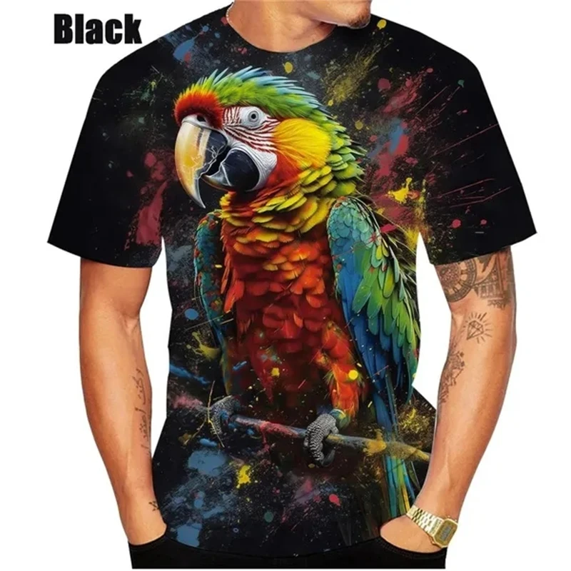 New Fashion Parrot Men Women Spring Summer 3D Printed Short Sleeves T Shirts Casual Fashion Round Neck Sport Breathable Top Tees