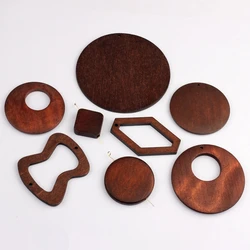 Retro Woodiness Drop Earrings Accessories Geometric Round Shape Charms Connector 6pcs/lot For DIY Earrings Making Accessories