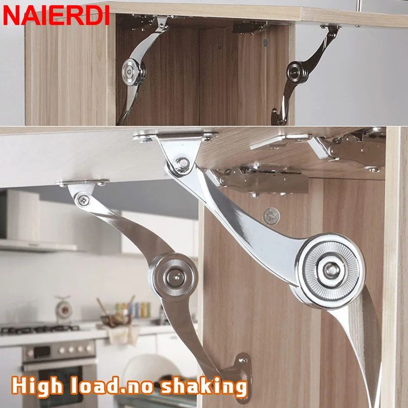 NAIERDI 2 Pieces Lid Support Hinges,Randomly Stop Door Hinges,Adjustable Metal Lift and Up Hinges Cabinet Door Support Hinge