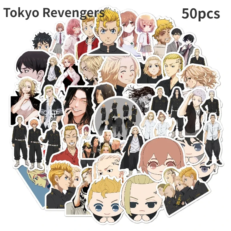 50Pcs Demon Slayer Naruto Attack on Titan My Hero Academia Tokyo Revengers HUNTER×HUNTER Cartoon Anime Doodle Waterproof Sticker