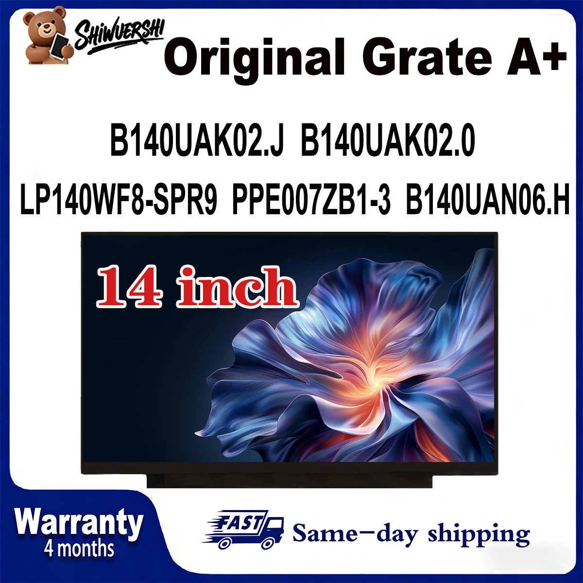 

Original New A+ 14 inch Slim Laptop Lcd Screen Panel LP140WF8 SPR9 PPE007ZB1-3 B140UAN06.H B140UAK02.J B140UAK02.0