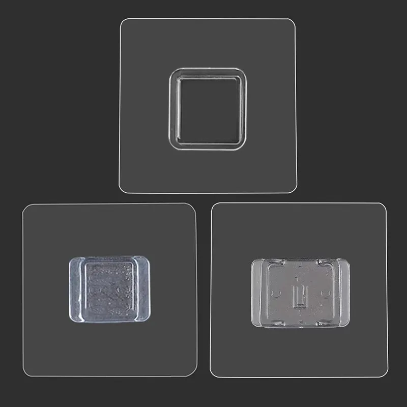 Square Adhesive Hook Sticky Patch Kitchen Soap Box Traceless Adhesive Shelf Bathroom Storage Organizer Chinese Style Simple D...