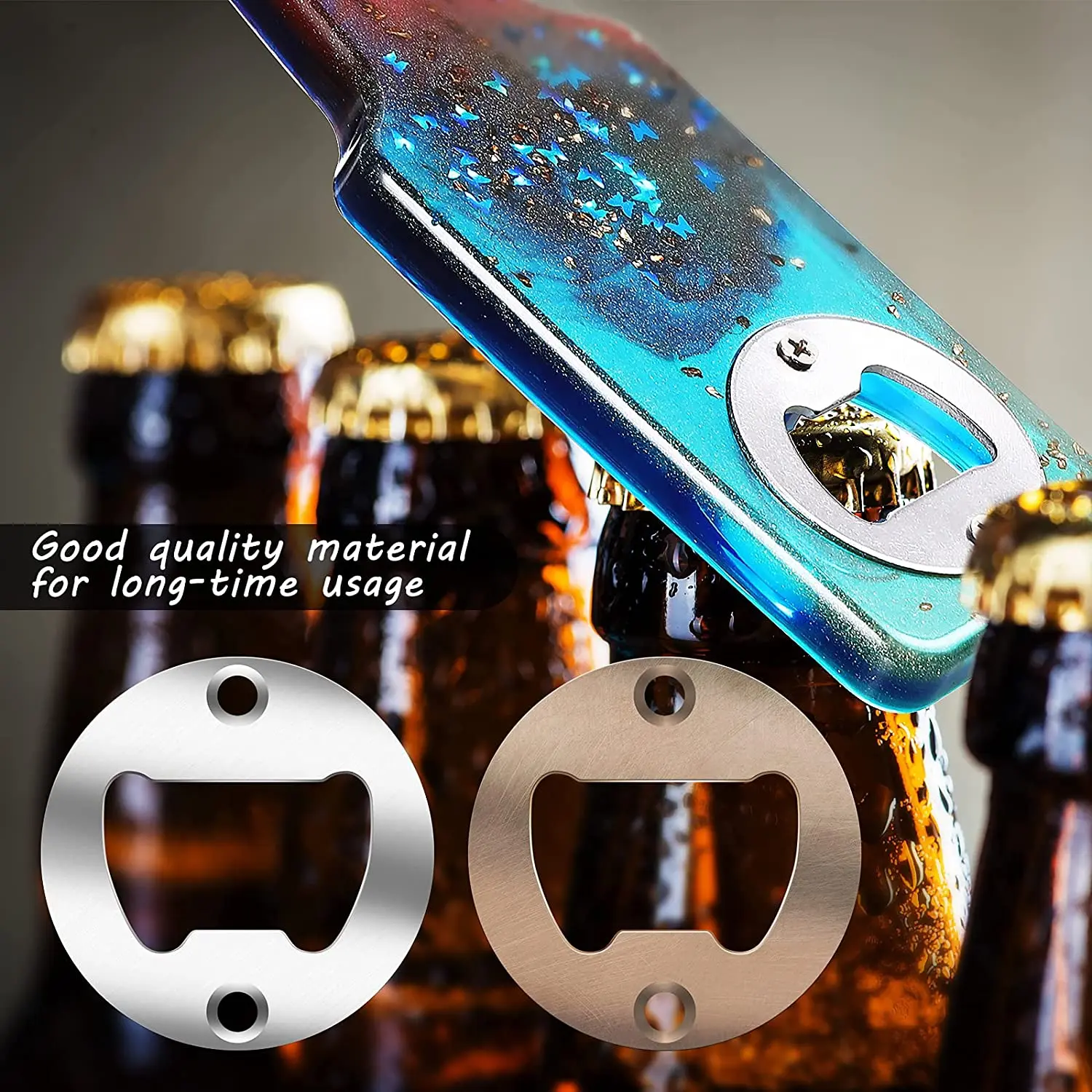 50/25Pcs DIY Bottle Opener Insert Kits,Beer Bottle Opener Insert,Stainless Steel Hardware Parts Accessories for Resin Mold