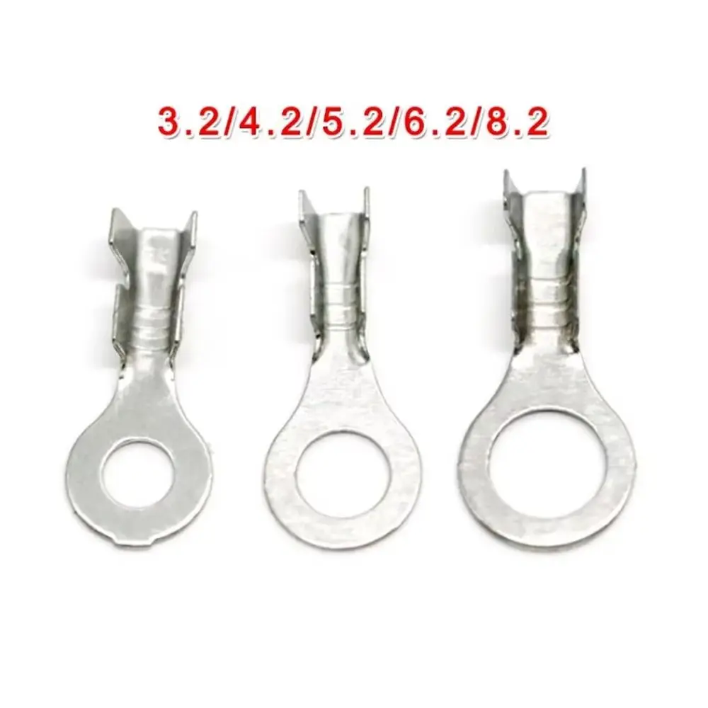 100Pcs Durable M3/M4/M5/M6/M8 DJ431 Terminal Block Brass Tinning Ring Lugs Ring Eyes Non-insulated Assortment Kit
