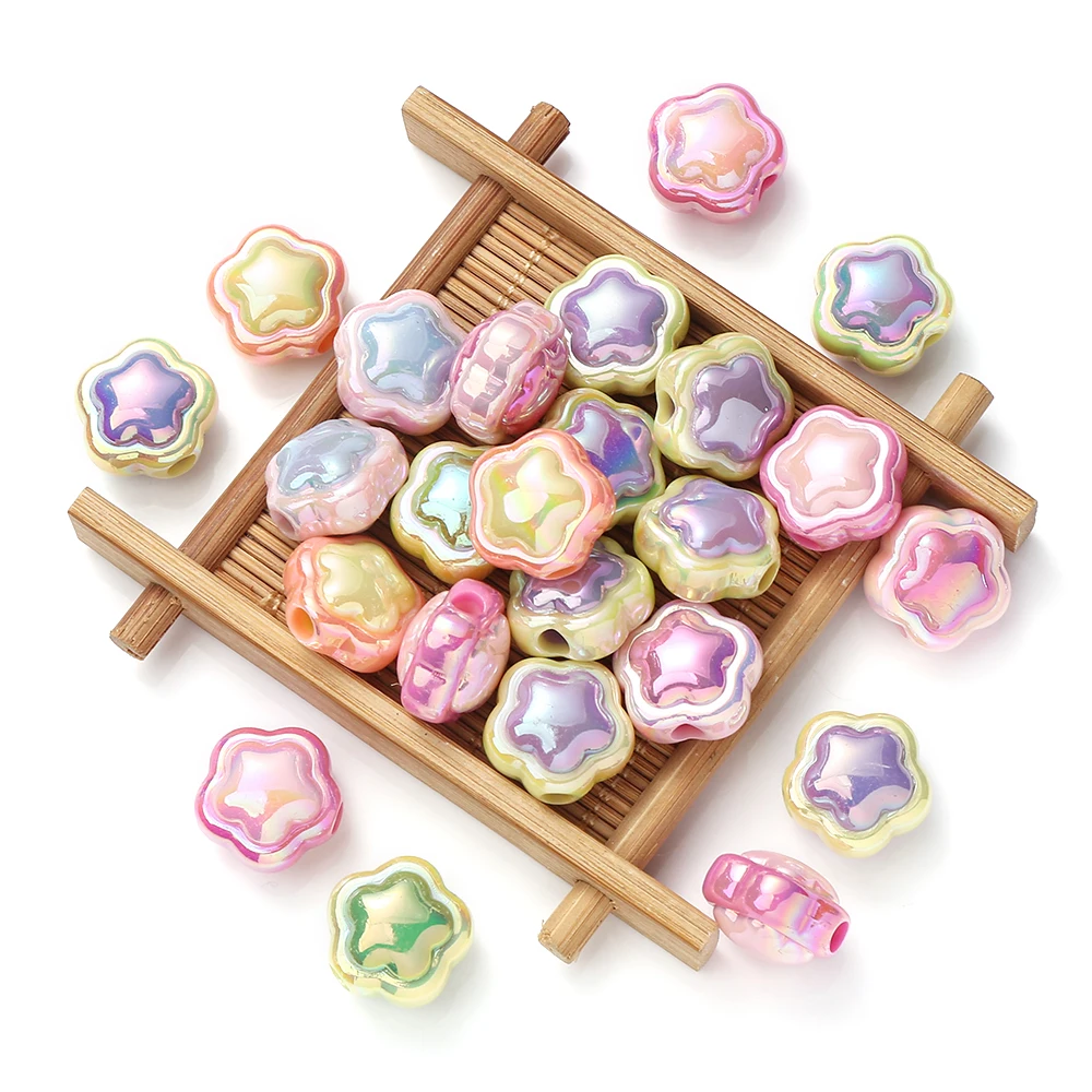 حبات أكريليك متعددة الألوان على شكل زهرة ، أب ، الخرز البؤري ، مجوهرات يدوية الصنع ، سوار سلسلة مفاتيح ، إكسسوارات مادية ، 30 ، جديد