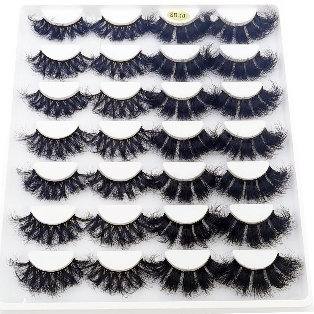 HBZGTLAD 14 Paar Wimpern 25mm Kunstnerz-Wimpern Langanhaltende Flauschige Nerzwimpern Dramatische Volumen-Wimpernverlängerung Dick Lang – Detail 25