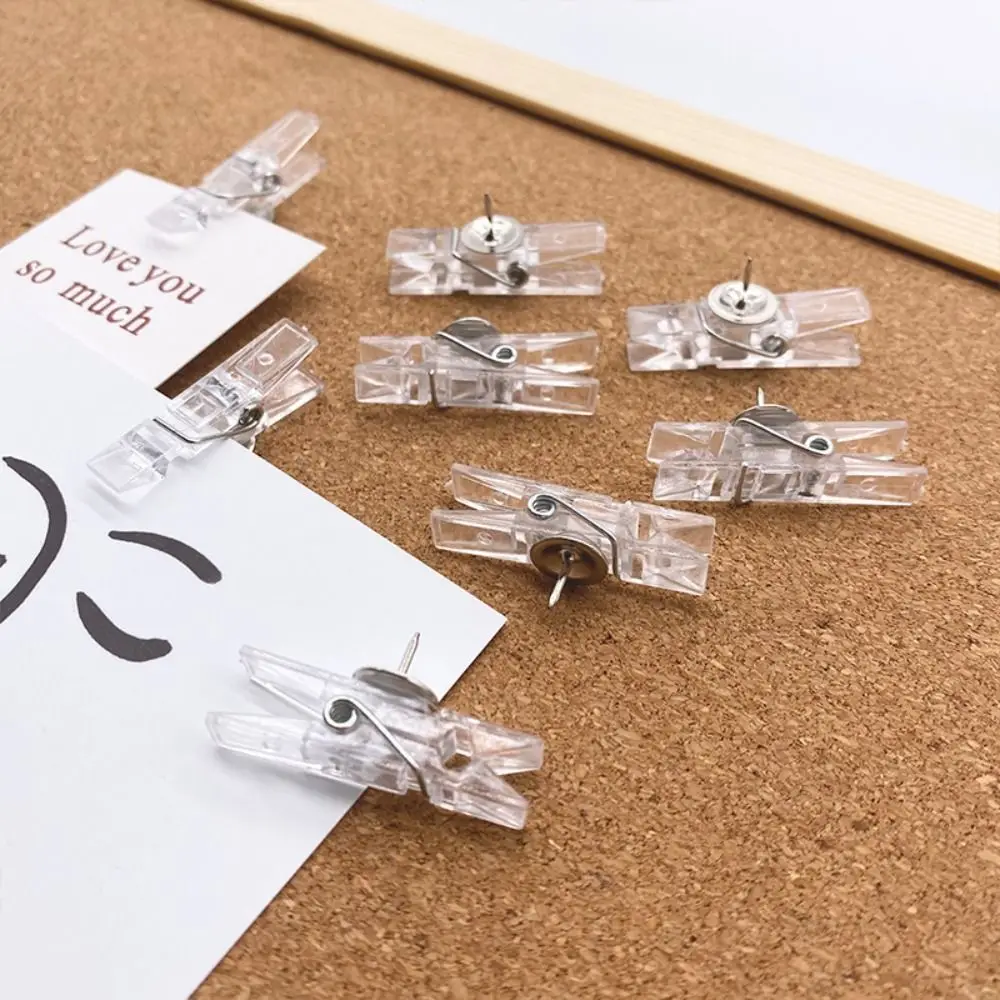 

20Pcs/Box Mini Transparent Clip Push Pins Creative Plastic Thumb Tacks Multifunctional Convenient Decorative Studs Wall Markers