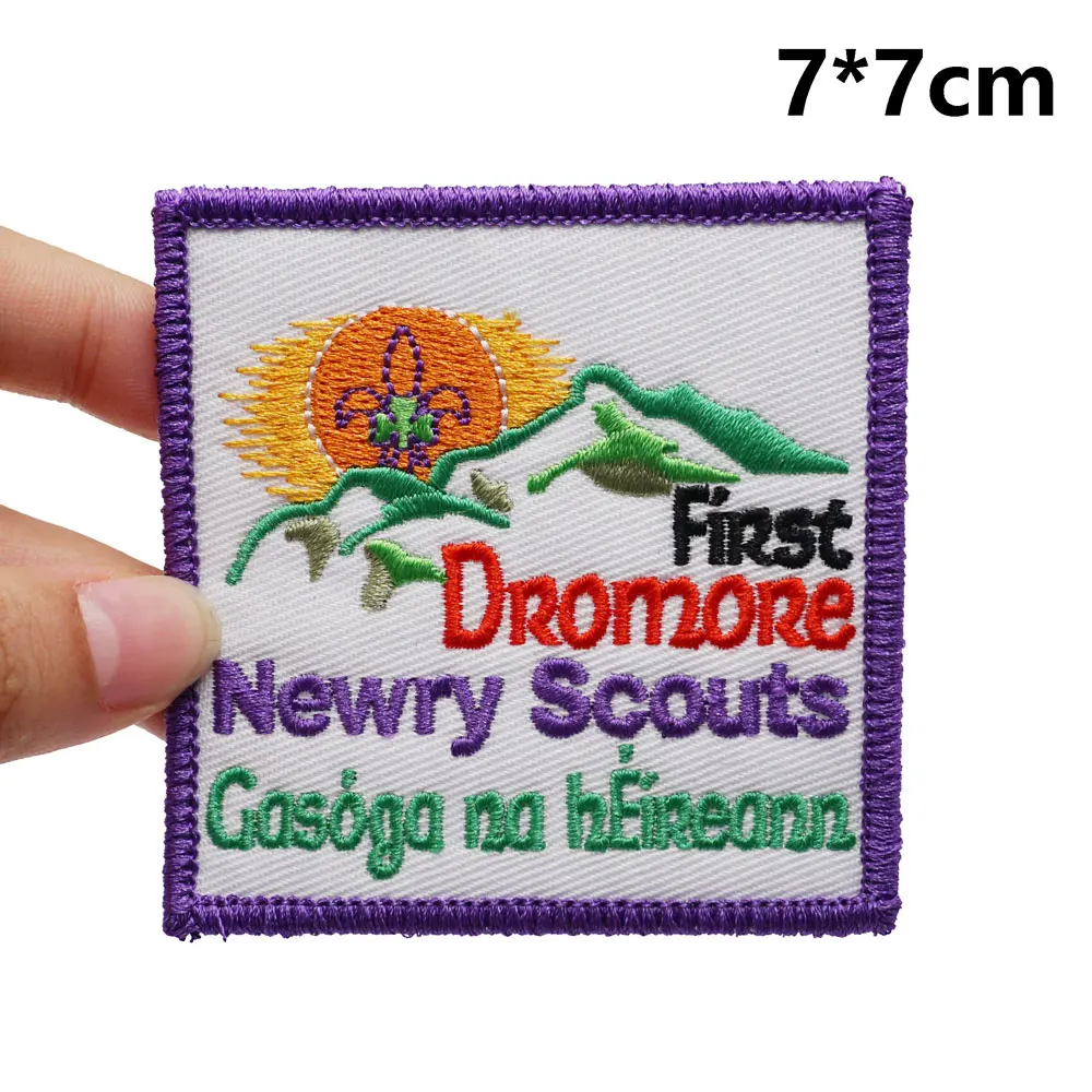 First dromore newry scouts Tactical Embroidery Patch with Hook and Loop Backing for Backpacks Clothing military Accessories