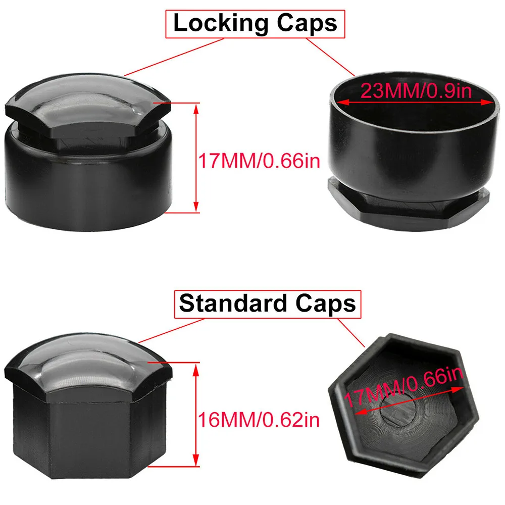 24Pcs 17/19/21MM Black Wheel Nut Bolt Trims Studs Cover Cap For Opel BMW Benz Car Styling Car Tyre Wheel Hub Nut Covers