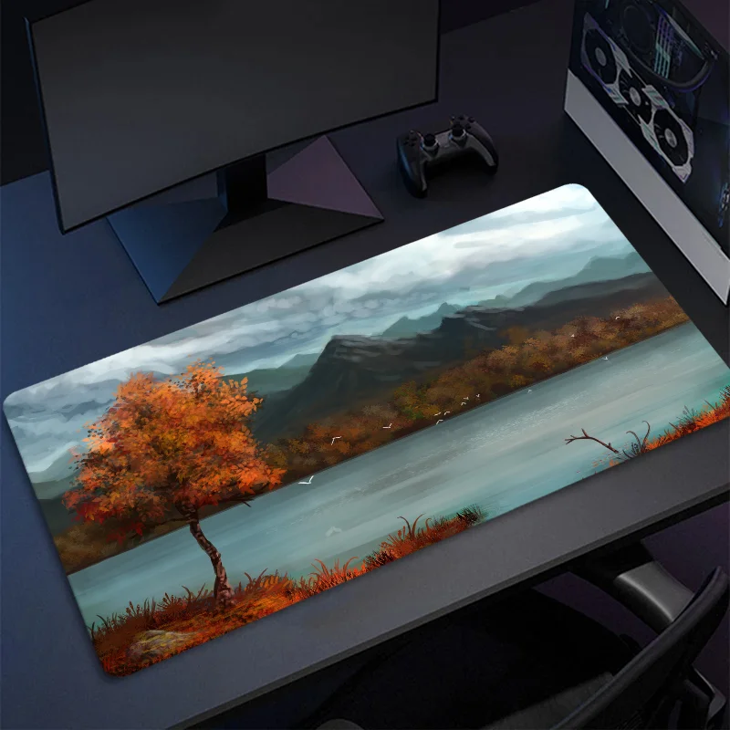 Landscape Painting Mouse Carpet Desk Mat Desktop Accessories Extended Pad Mousepad Gamer Game Mats Deskmat Gaming Mause Anime Pc