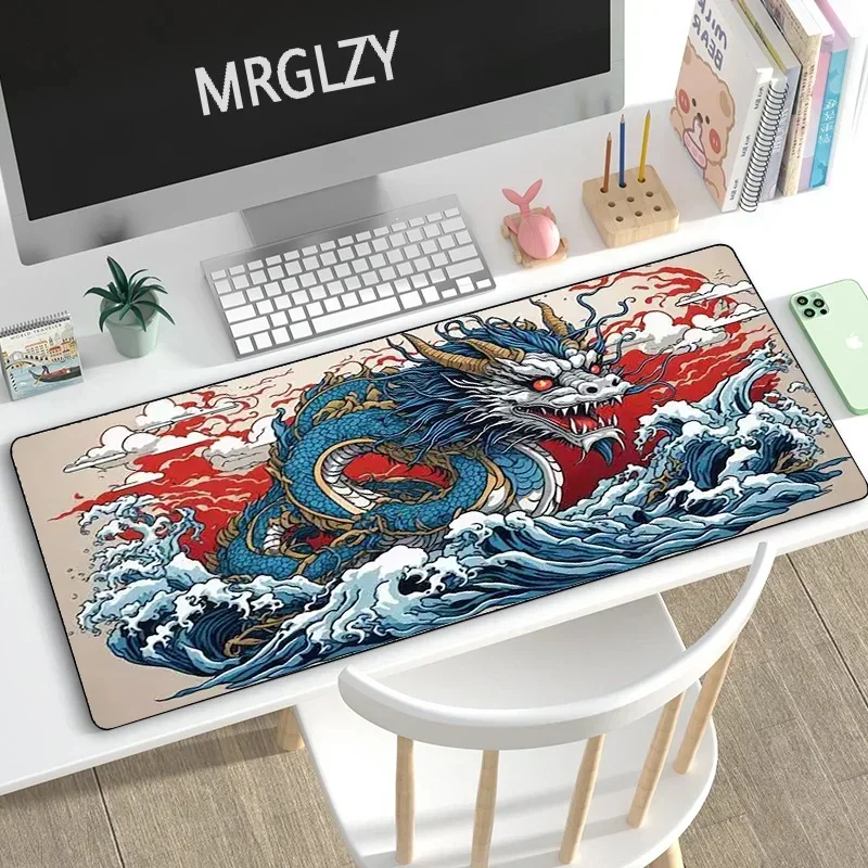 Mythology Dragon Big Game mouse pad XXL keyboard esports player table mat Anime 900x400 1000x500 Thick lock edge non-slip