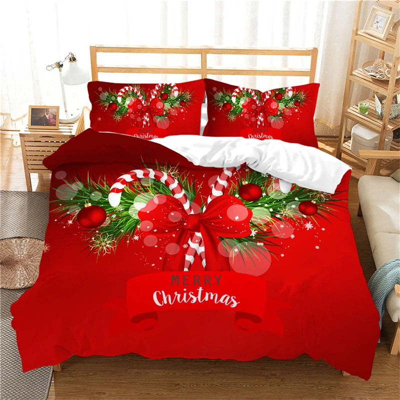 2/3pcs Merry Christmas Duvet Cover Set, Soft Comfortable for Bedroom, Guest Room (1*Duvet Cover + 1/2*Pillowcase, Without Core)