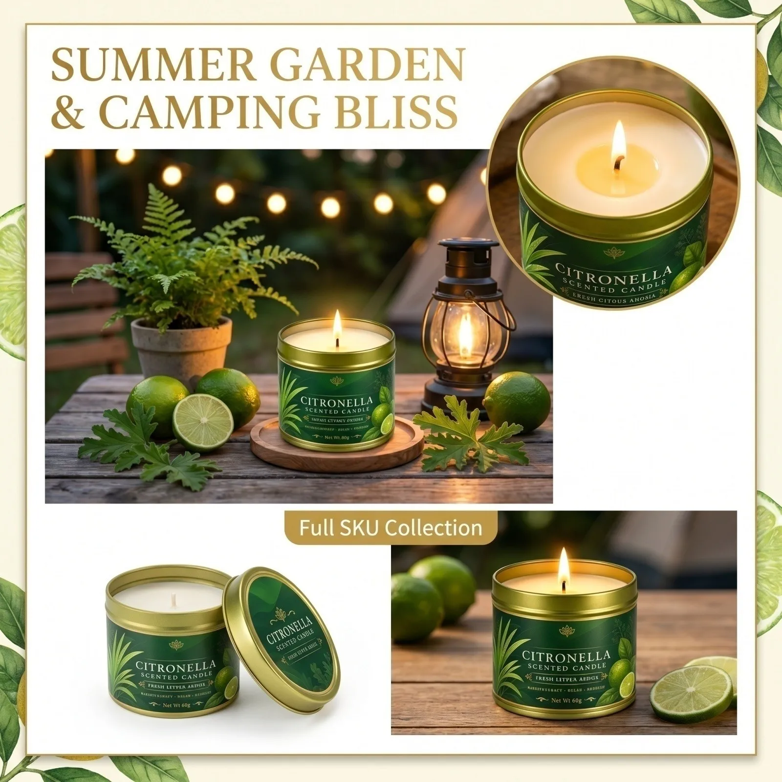 Citronella Scented Candle Fresh Citrus Aroma,Aromatherapy Relaxation,Up to 15H Burn Time,Clean Soot-Free for Indoor Outdoor