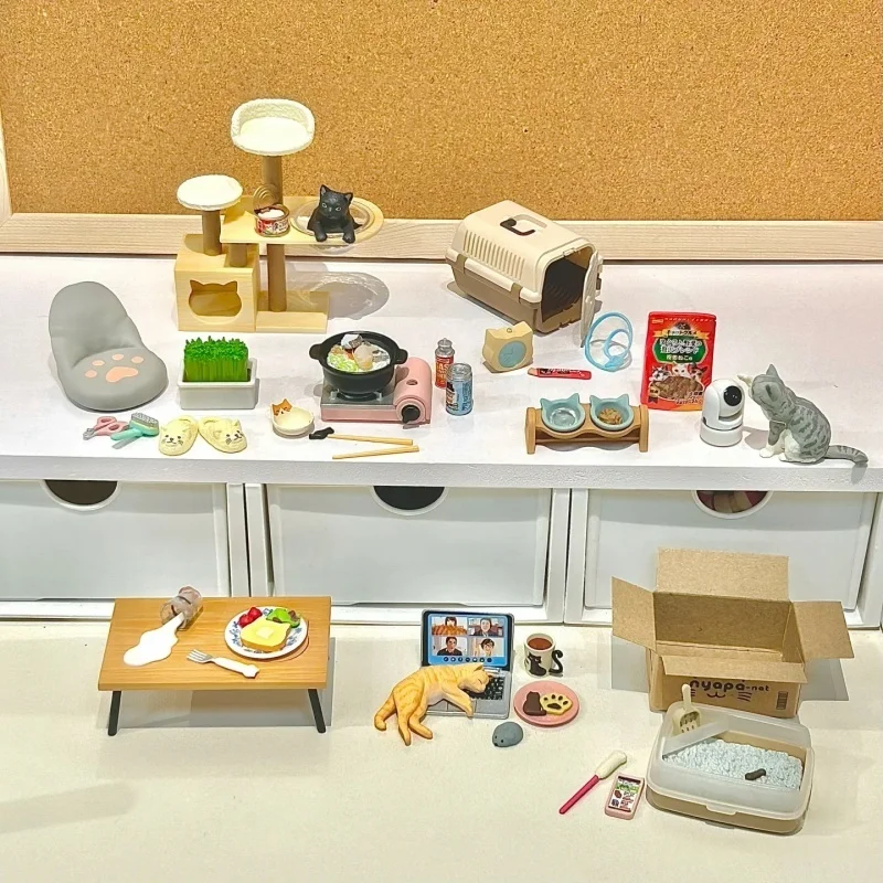 Re-Ment Capsule jouet authentique en Stock-série de boîtes aveugles'ma vie quotidienne avec chat' ornements de scène miniatures cadeau idéal pour enfant