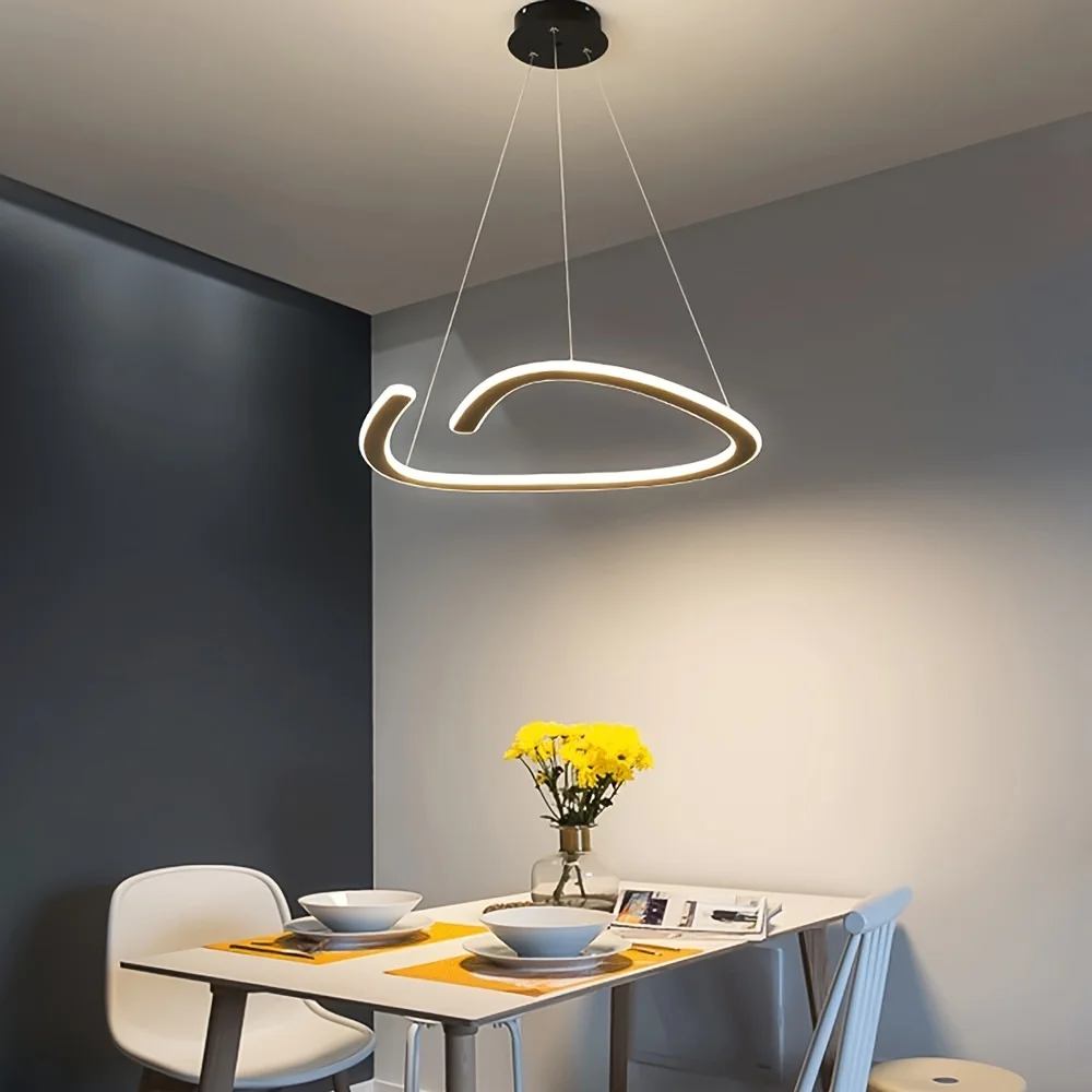 Modern Art Ring LED Pendant Light Ceiling Hanging Light Fixture Height Adjustable for Living Room Bedroom Lighting Fixture