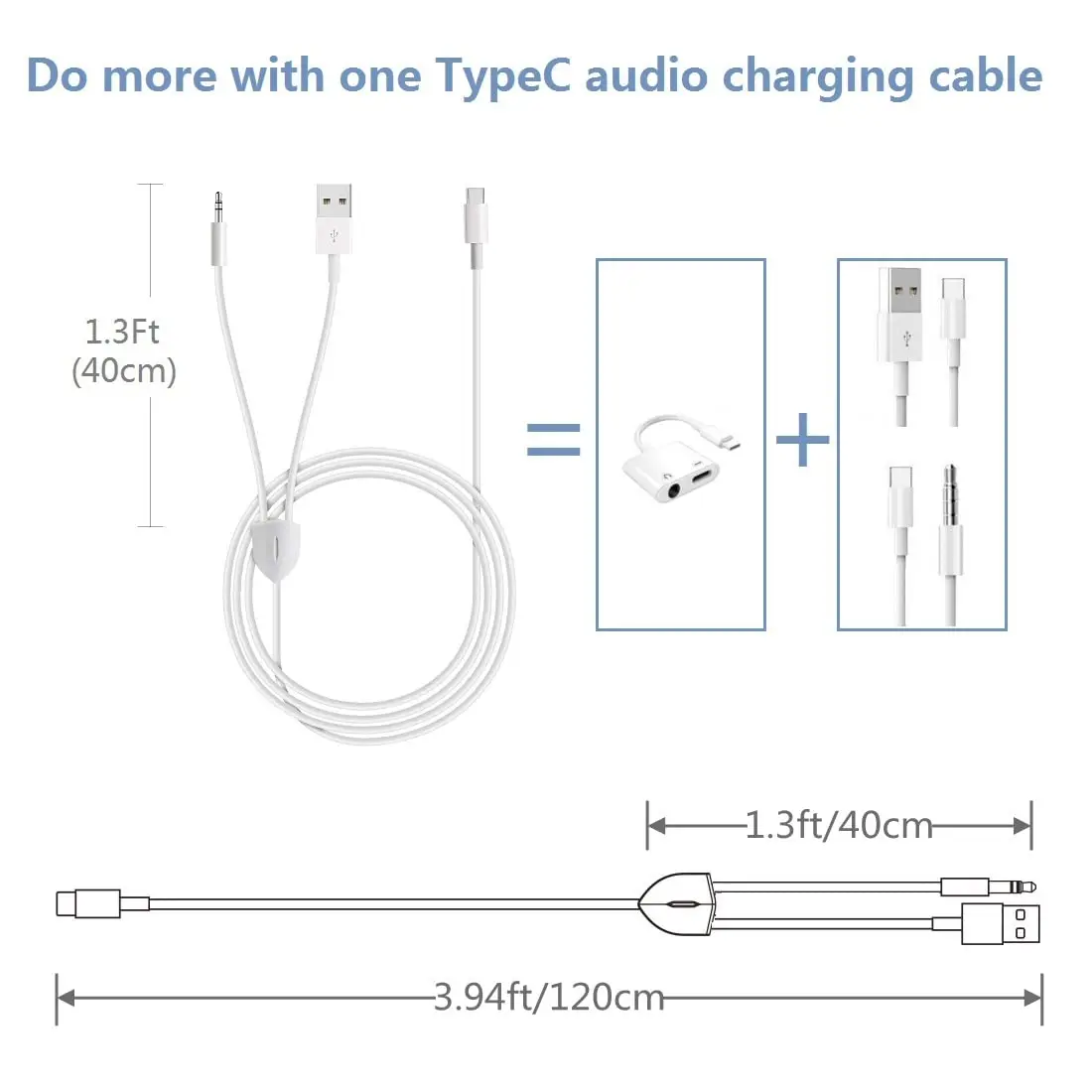 كابل USB C إلى 3.5 ملم Audio Aux Jack مع سلك شحن متوافق مع iPhone 15Pro 15 وSamsung Galaxy S20/S20 والهواتف الأخرى