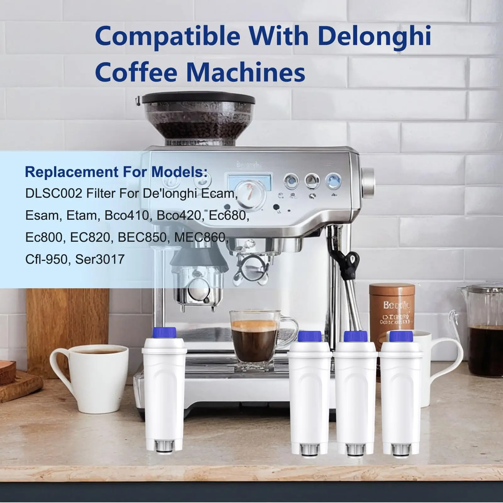 10-1 szt. Filtr do kawy do maszyny Delonghi filtry wody do ekspresu do kawy DLSC002 pasujące do Delonghi 5513292811 ,CFL-950,SER3017
