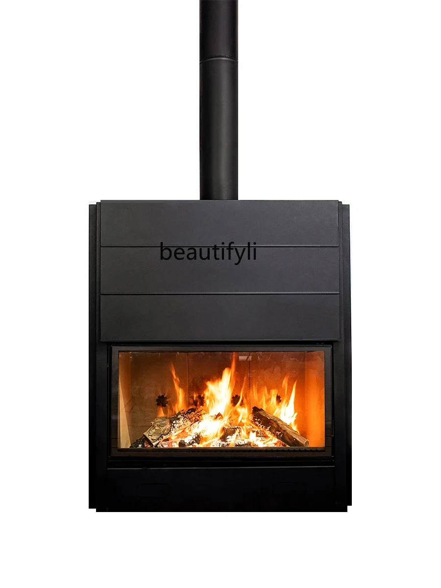 

Villa Slide Door Fireplace Real Fire Wood Embedded Wood Heater European Living Room Decoration Stove