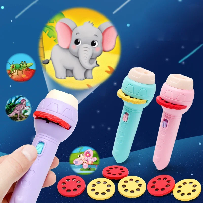 Kids Light Projection Torch with 120 Image Slides, Educational Puzzle Flashlight Toy for Early Learning and Visual Discovery