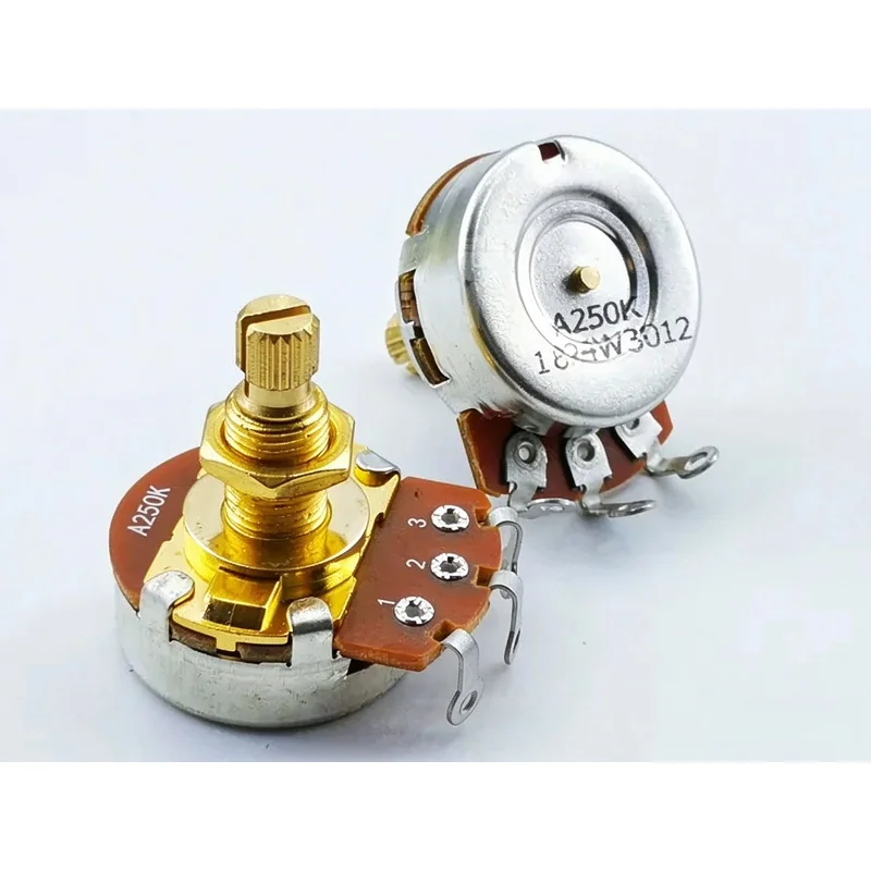 A500k Full Size Guitar Potentiometers Long Curved Knurled Split Shaft Volume Tone Controls Audio Potentiometers
