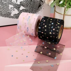 6cm 25yards Glitter Tulle Ribbon Roll Sparkly Confetti Sequin Mesh Strips For DIY Hairband Bow Clip Wedding Birthday Party Decor