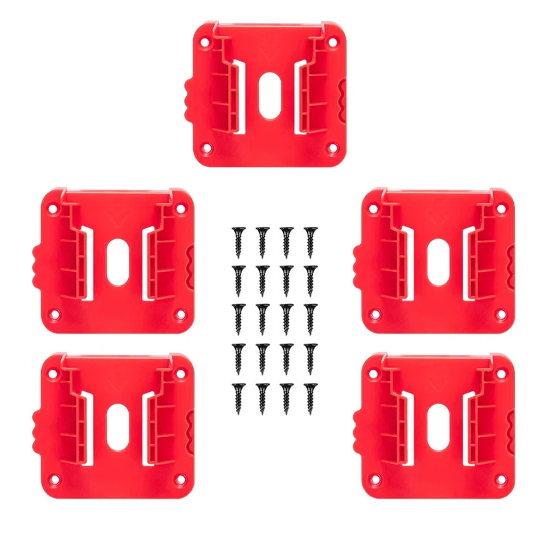 

5pcs Battery Holder For Milwaukee 18V Lithium Battery Can Be Fixed On The Wall Battery Splice Battery Mount Dock Holder