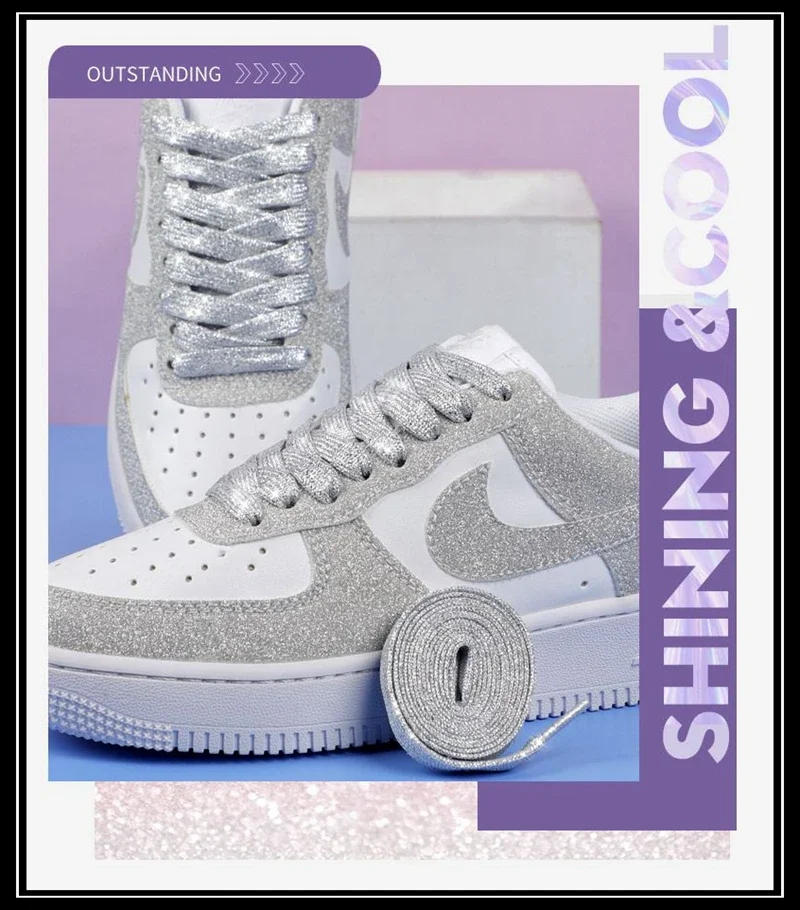 1 Paar bunte Schnürsenkel, glitzernde flache Schnürsenkel für Sneaker, doppellagig, dick und verschleißfest, für Schuhe und Stiefel. – Detail 5