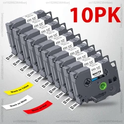 5Pcs/10Pcs TZe231 Compatible with Brother P-Touch TZe-231 Tape 12mm 231 Laminated Black on White for Brother PT-H110 Label Maker