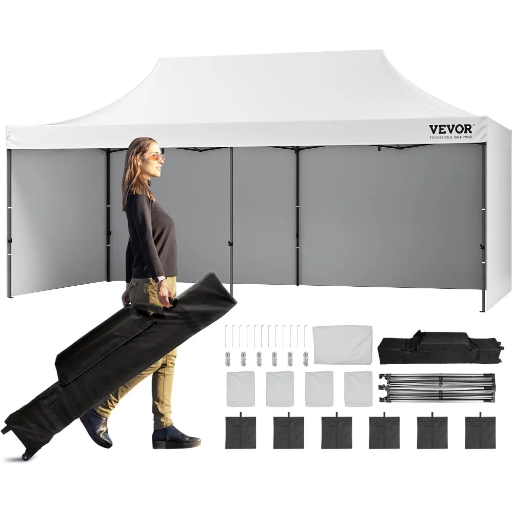 

10x20 FT Pop up Canopy with Removable Sidewalls, Instant Canopies Portable Gazebo & Wheeled Bag, UV Resistant Waterproof, Enclo