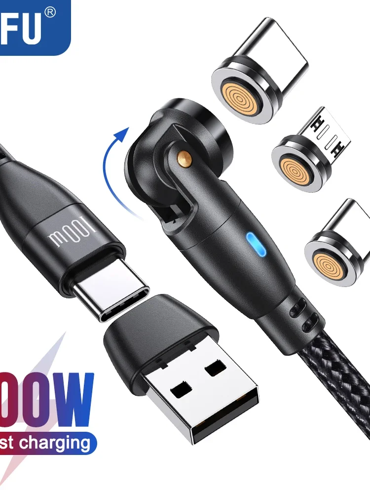 AUFU 100W Magnetisches USB Typ C Kabel 5A Schnellladung Micro Typ C Kabel für MacBook Samsung für iPhone Magnet Ladegerät Kabel