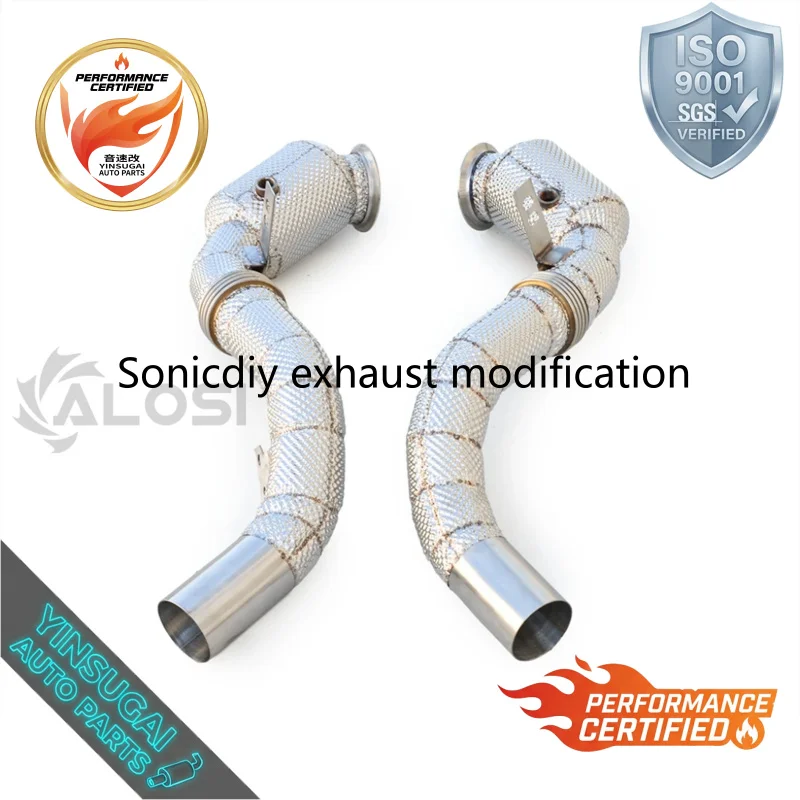 SS304 High Flow Downpipe for BMW X5M F85 M550i G30 X5 G05 4.4T V8 N63 N62 Header Direct Fit Performance Upgrade