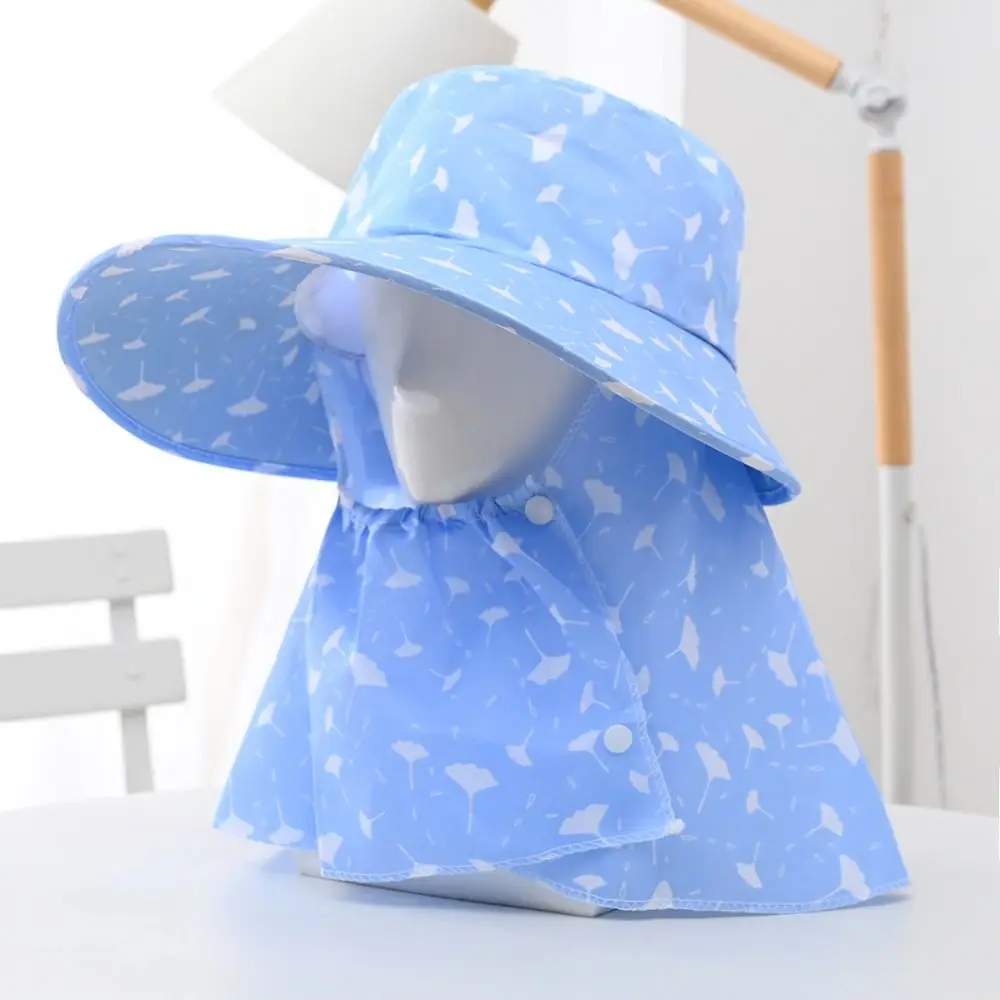 

Breathable Mesh Tea Picking Hat Printing Face Mask Sunshade Shawl Cap Sun Protection UV Protection Wide Brim Sun Hat Riding
