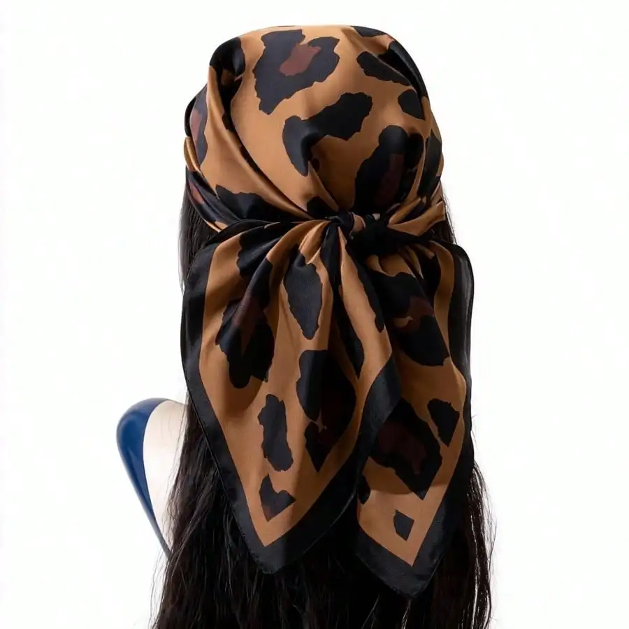 

1 Leopard Print Square Scarf Headband Hair，Accessory(Multifunctional) Suitable For Daily Wear, With Multiple Colors To Choose