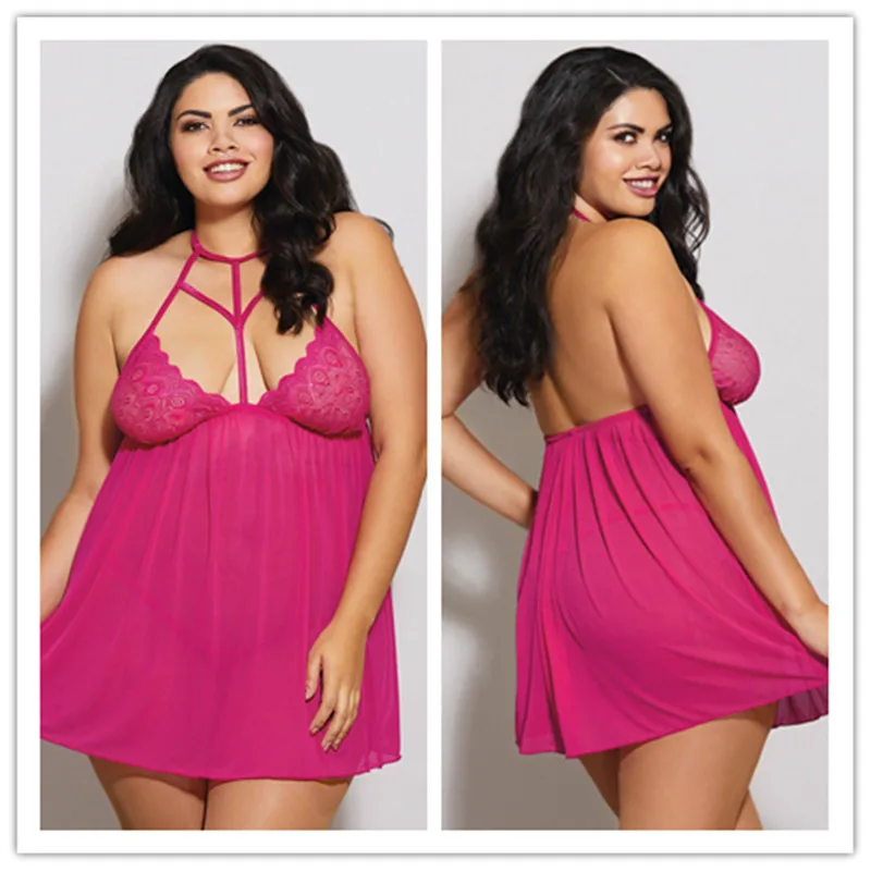 

Sexy Lingerie Set Mesh Lace Deep V Pleated Edge Back Strap Sexy Women's Nightdress Short Strap Pajamas Home Wear 2 Sets Corset