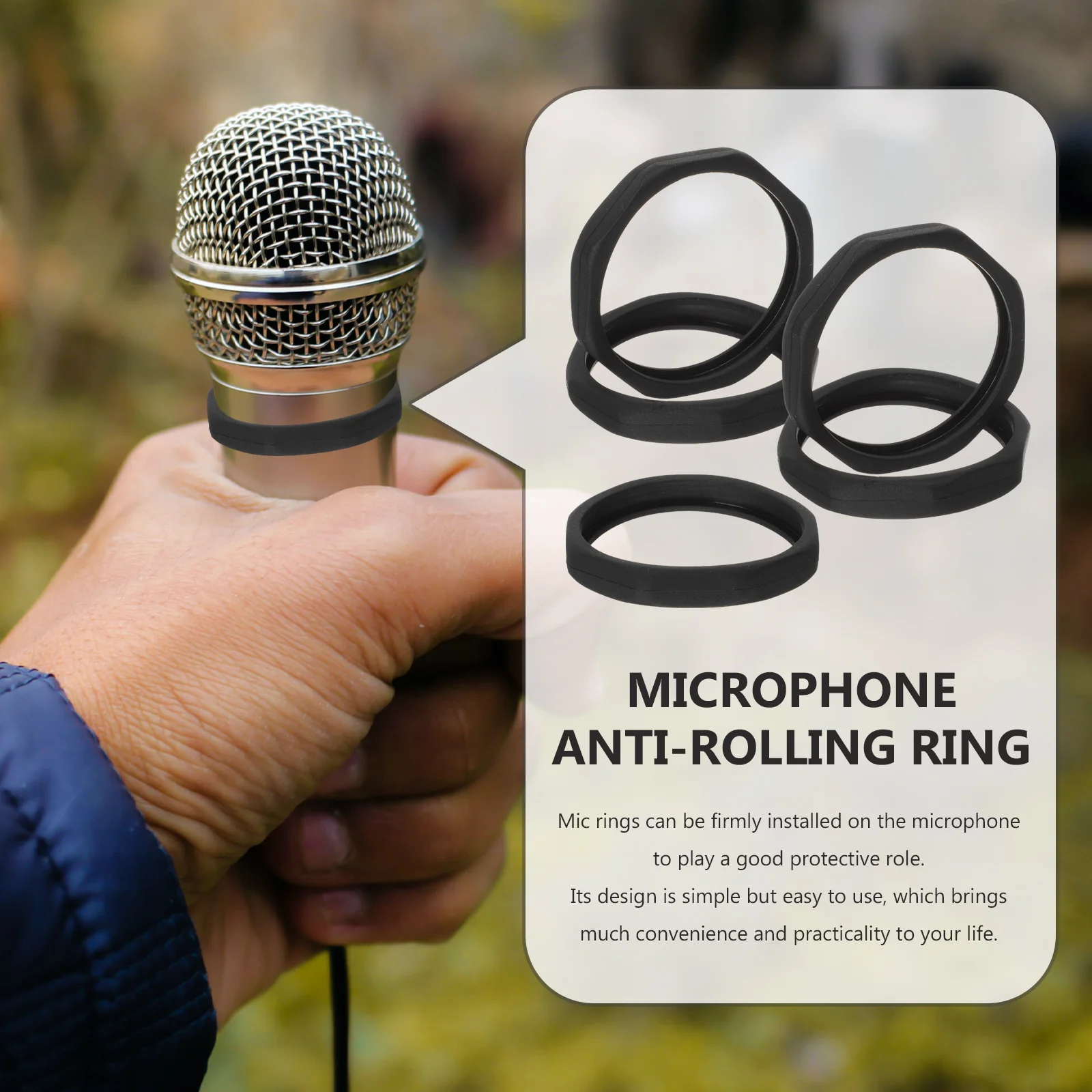 

5Pcs Microphone Anti-Rolling Plastic Rings Non-Slip Mic Protection Accessories for Ktv Stage Party Microphone Accessories
