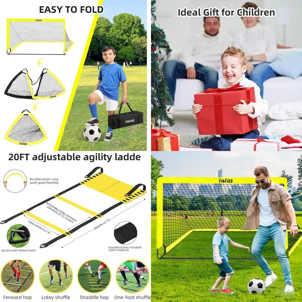 

Portable 6x4ft Soccer Goal Set with Ball, Ladder, and Cones for Backyard Training