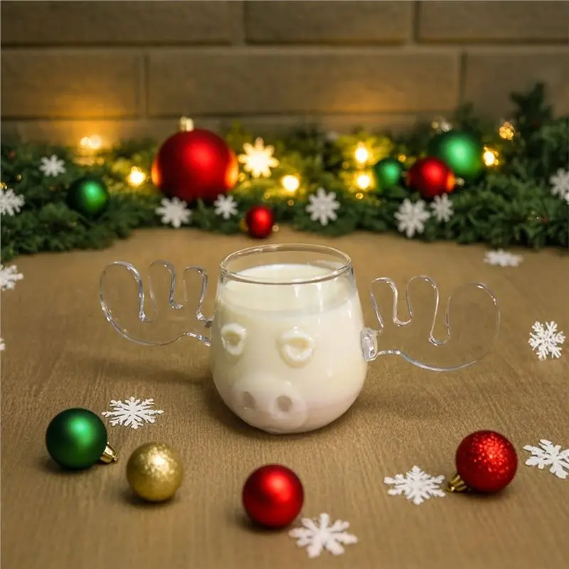 KYCOR-Christmas Vacation Movie Glass Wavy Double Layer Coffee Mugs Cups Single Christmas Elks Christmaselk Glass Cup