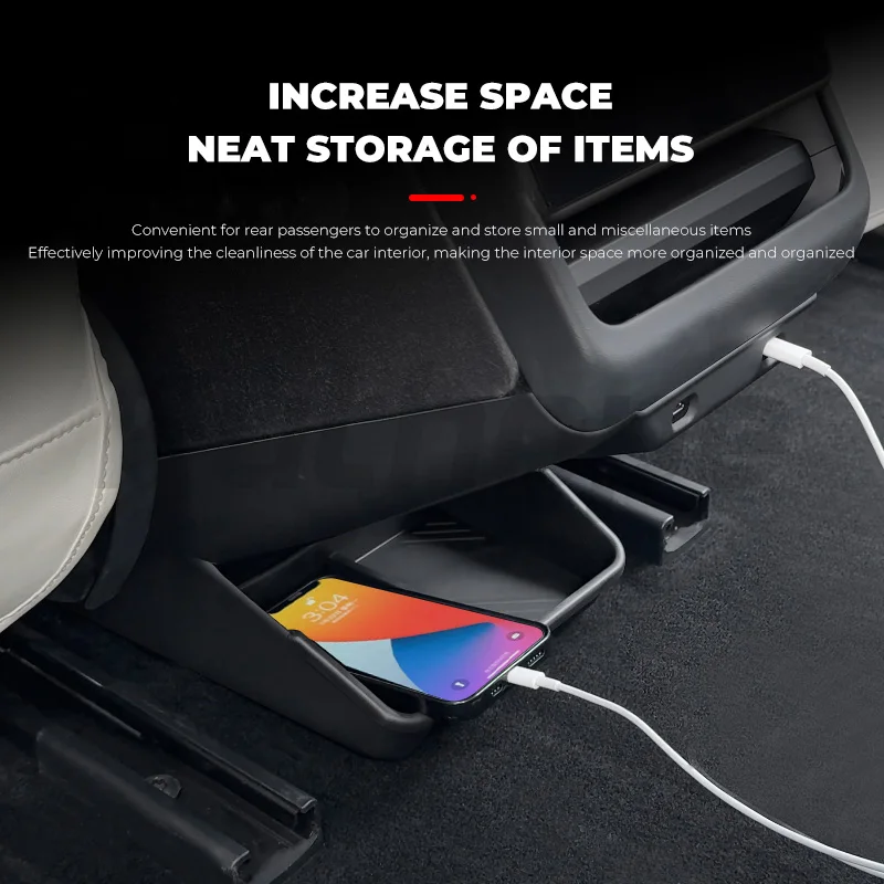 Futhope Rear Air Outlet Storage Box for Tesla Model 3 Highland Mobile Phone Storage Anti Kick Decoration