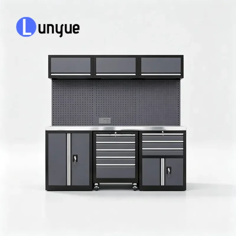 Customizable Cold Rolled Steel Garage Tool Cabinet Workbench Modular Lockable Rolling Wheels Durable Storage for Workshop