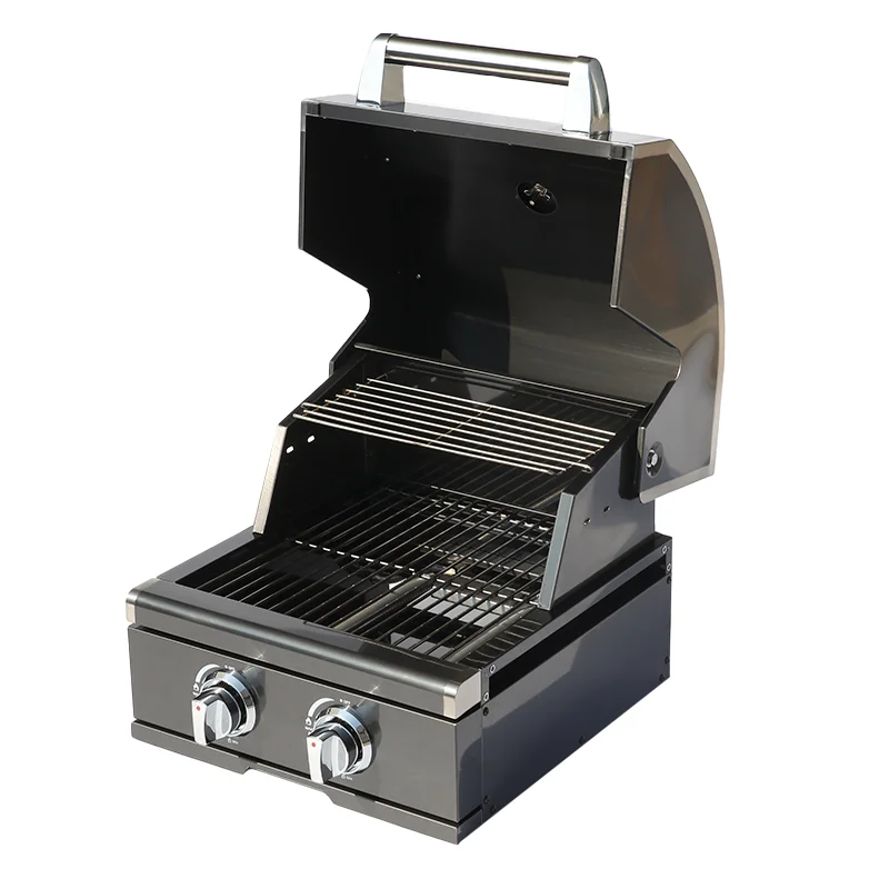 High Quality 2 Burner Black Titanium Outdoor Gas Grill 304 Stainless Steel Modern Style for Parties and Cooking