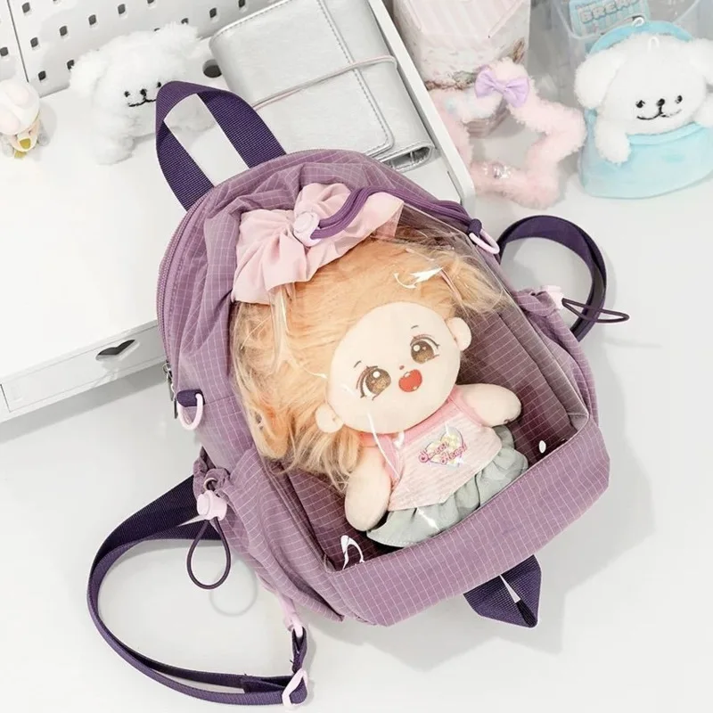 

Transparent Y2k Japanese Ita Backpack 20cm Doll Display Cute Pain Bag Plaid Kawaii Kids Backpack Lolita Girls Crossbody Bag Gift