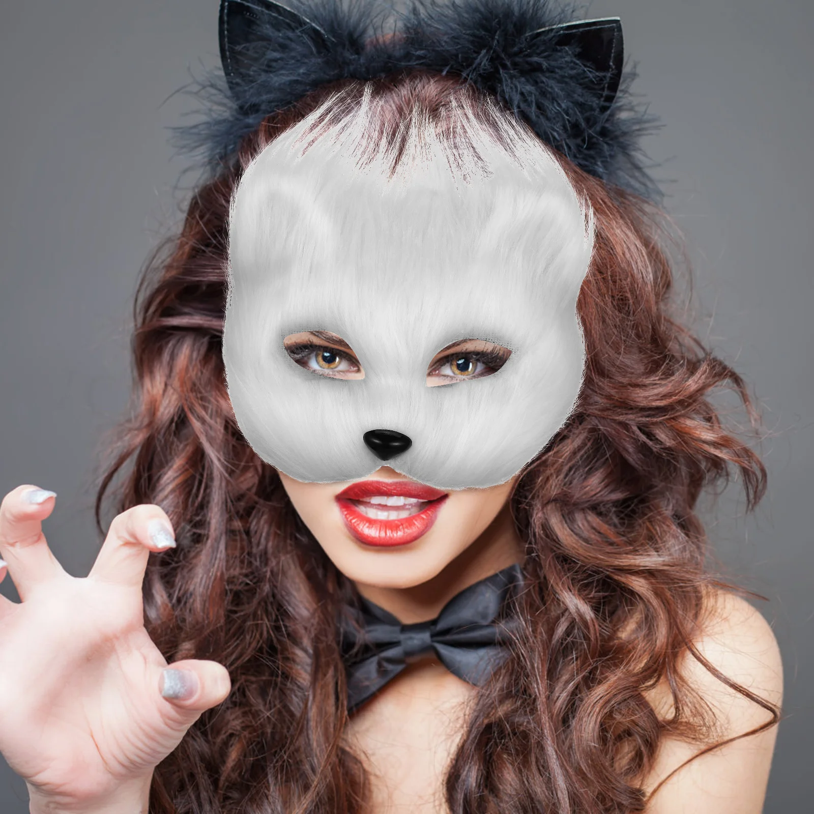 

Fox Mask Set Cosplay Halloween Festival Carnival Half Costume Accessories Man Animal Fancy Dress Masks