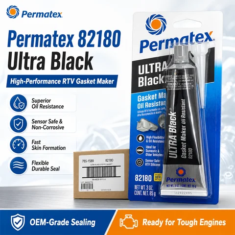 Original Permatex 82180 Ultra Black Gasket Maker RTV Silicone Sealant Sensor Safe Oil Resistant Automotive Glue
