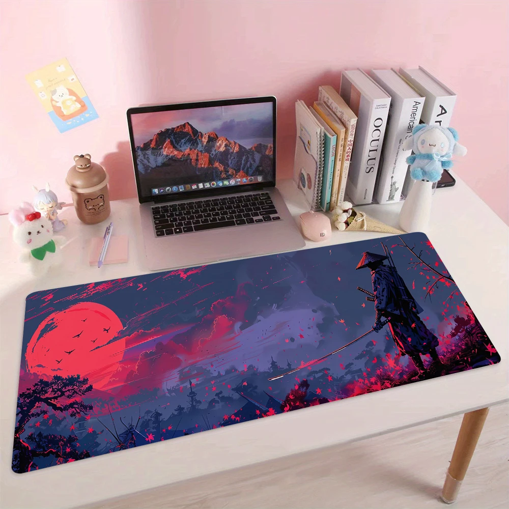 

Red Full Moon Samurai Коврик для мыши Настольный коврик игровые коврики резиновые противоскользящие прочные аксессуары для ПК настольные коврики для клавиатуры и мыши maus pad