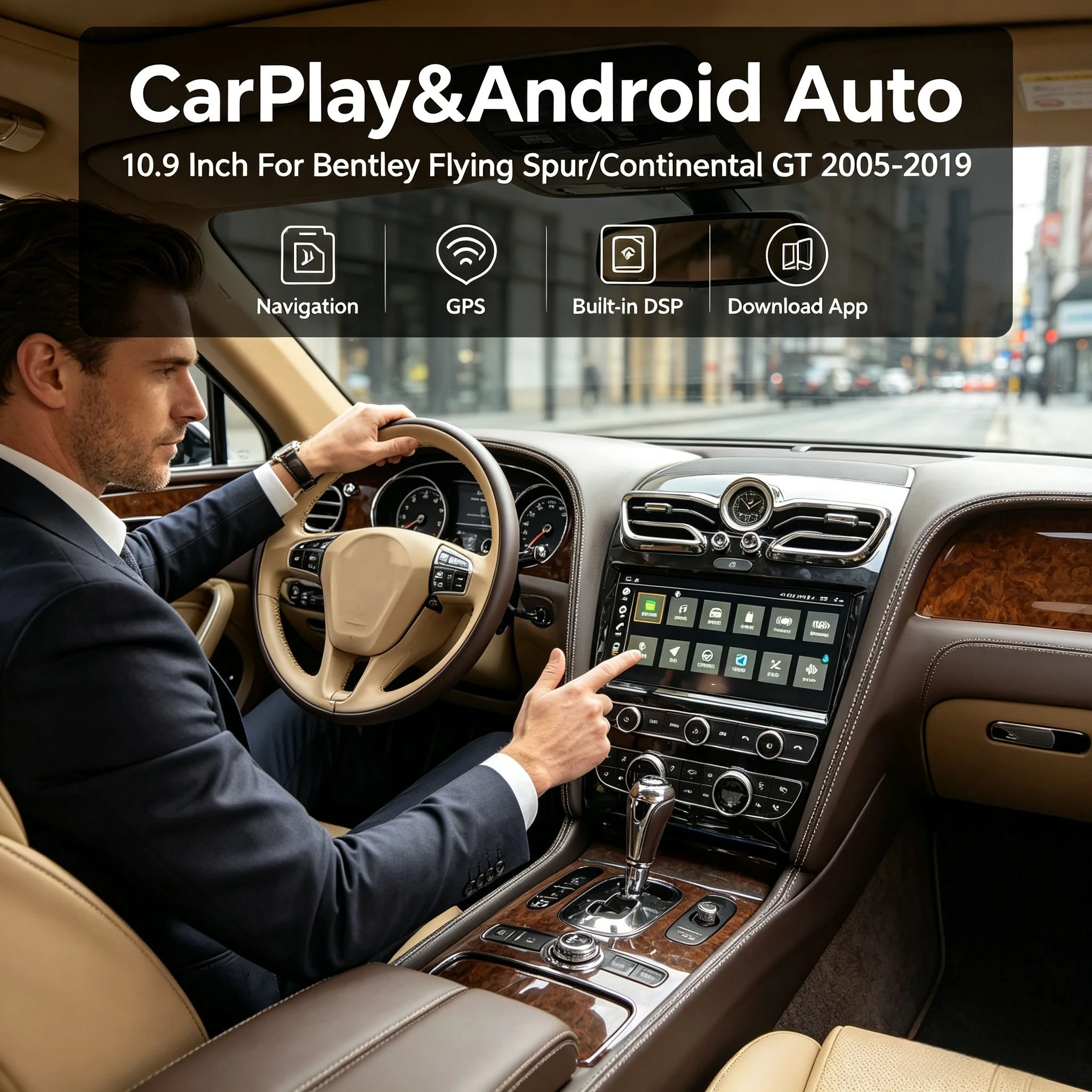 10.9“ Android 13 Carplay Car Radio For Bentley Flying Spur/Continental GT 2005 2006-2019 Multimedia Stereo Player GPS Head Unit