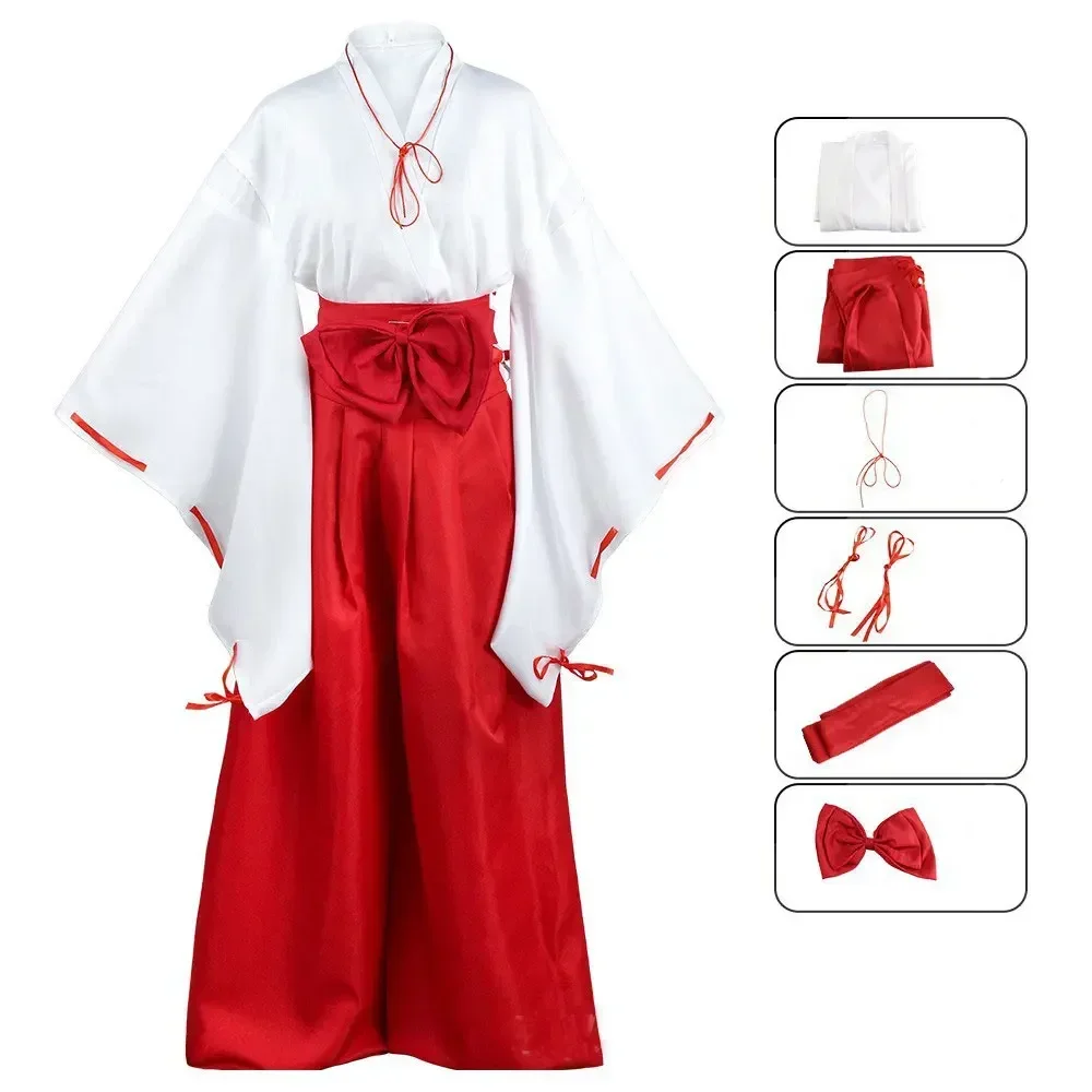 Anime Girls Boys Cosplay Inuyasha Kikyo Kimono Costumes Sets Halloween Carnival Dress Up Outfits Party Disfraz Uniform - view 3