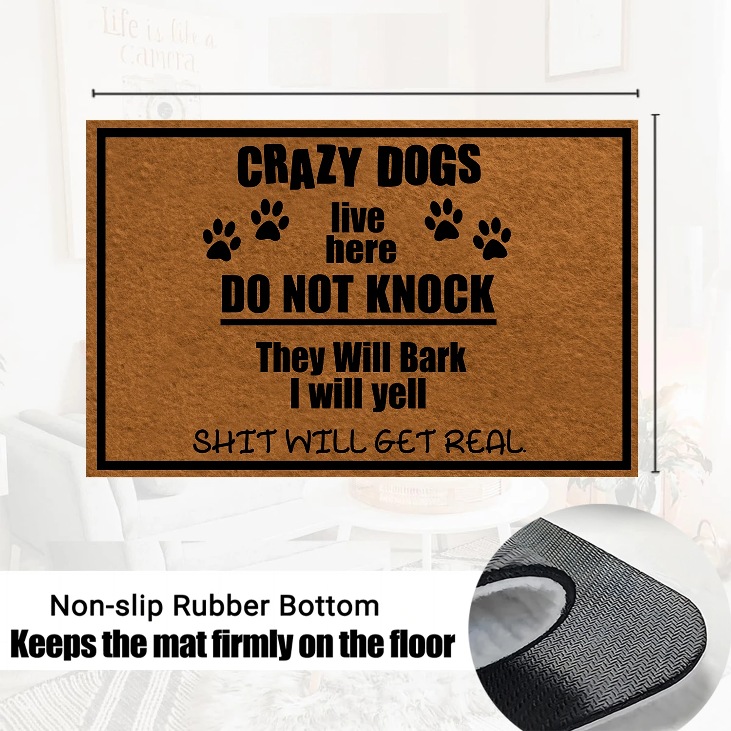 Crazy Dogs Live Here Doormat Rubber Bathroom Kitchen Mat Garden Garage Door Floor Mat Non-Slip Carpet Entrance Rug