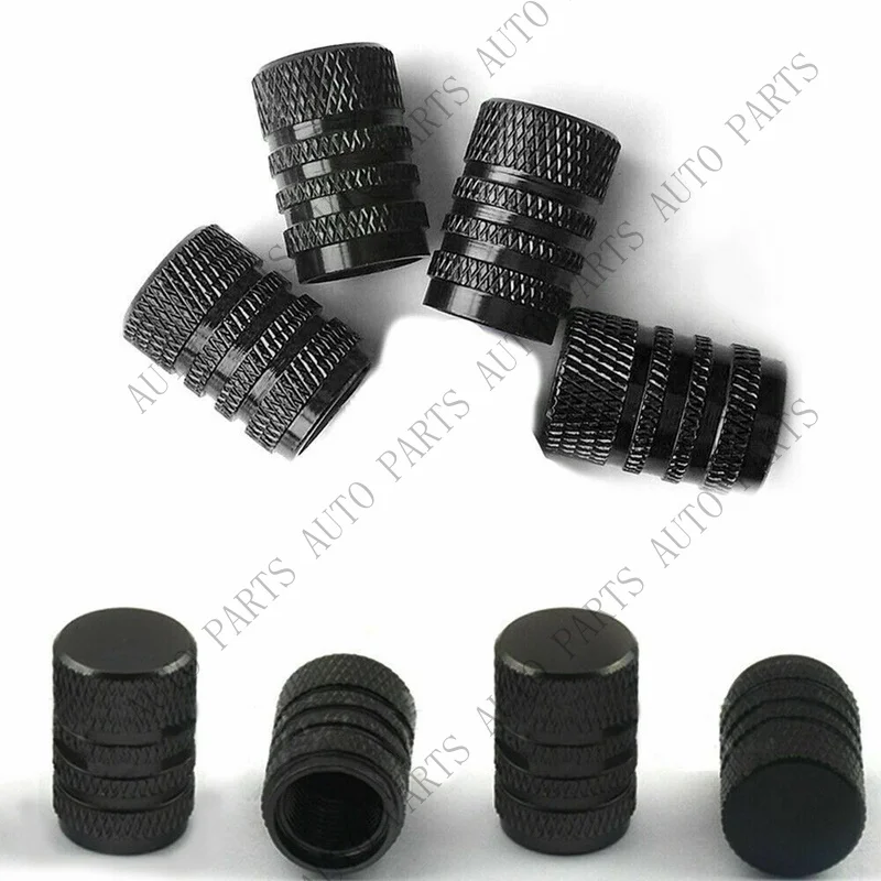 A+ for 4pcs/set Aluminium Car Wheel Tyre Valve Stems Air Dust Cover Screw Cap Black