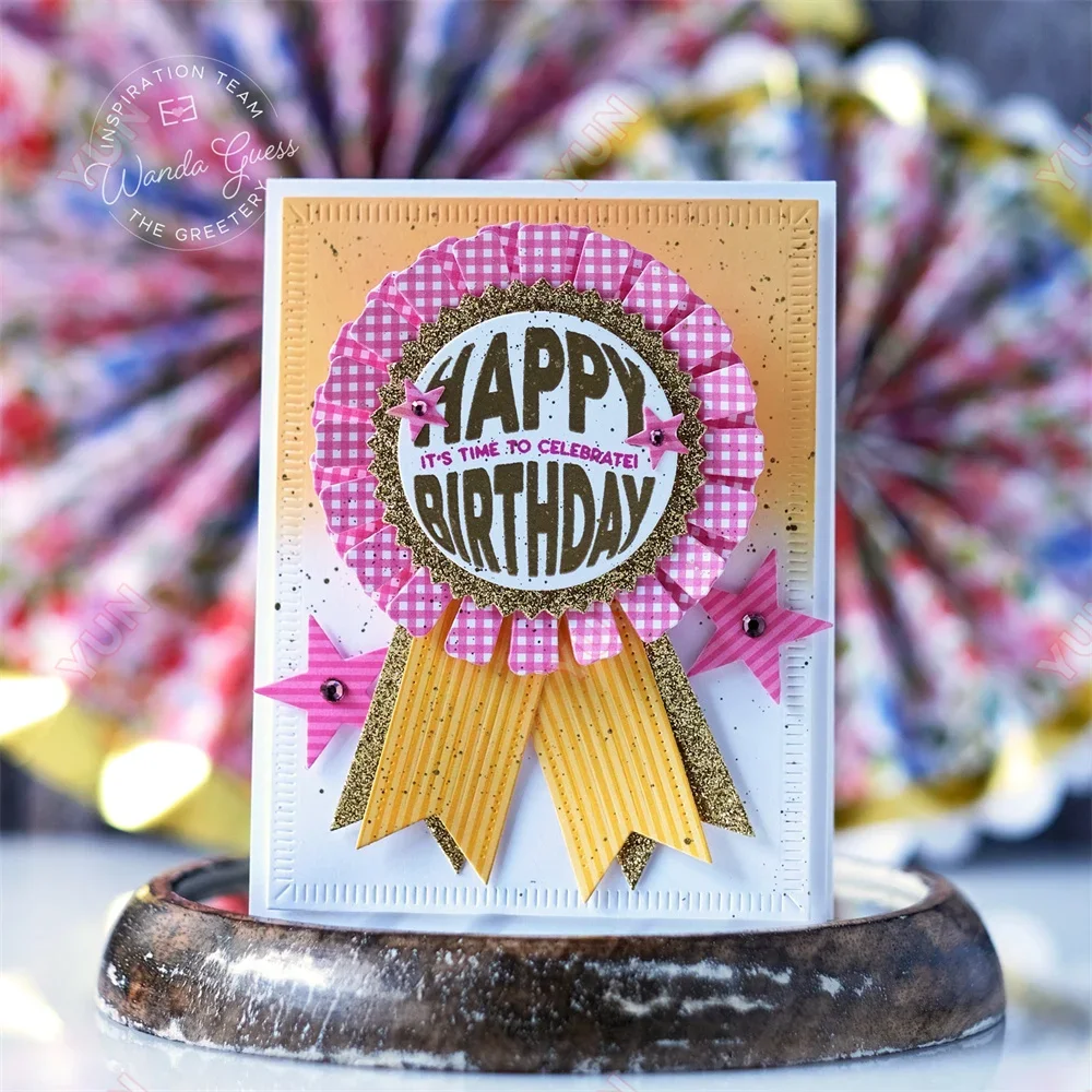 Celebration Streamers Four Square Birthday Tags Metal Cutting Dies and Stamps Stencil Hot Foilscrapbooking Album Decoration